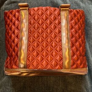 Marc Jacobs Quilted Burnt Orange Tote with Gold Straps